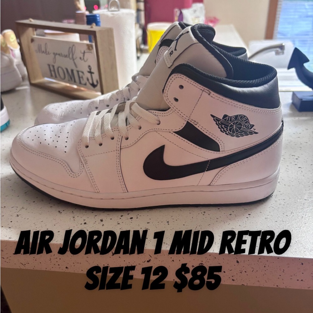 Nike Air Jordan 1 Mid Retro White Black Sneakers